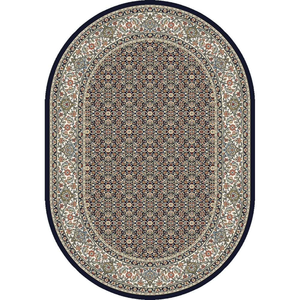 Dynamic Rugs 57011-3464 Ancient Garden 5.3 Ft. X 7.7 Ft. Oval Rug in Navy